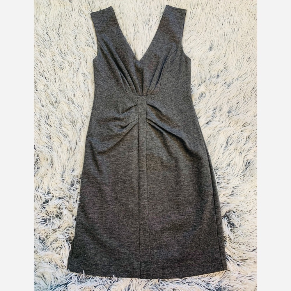 Express Ponte Knit Charcoal Gray Work Dress